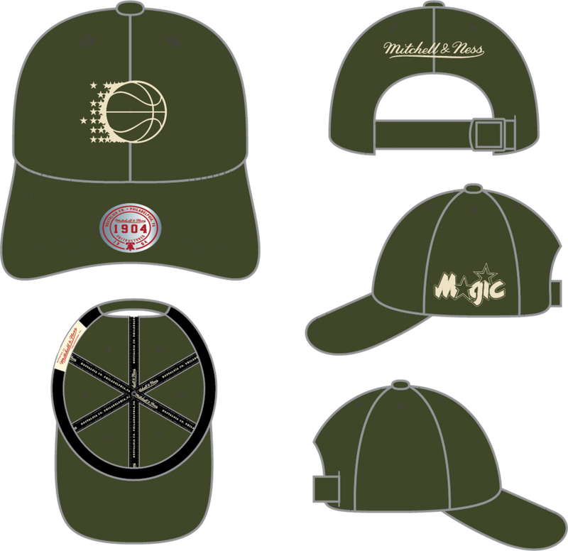 Mitchell & Ness Orlando Magic 1904 Off Olive Strapback Hat