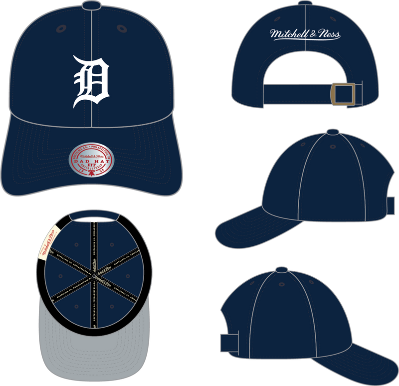 Mitchell & Ness Detroit Tigers Navy Team White Strapback Hat