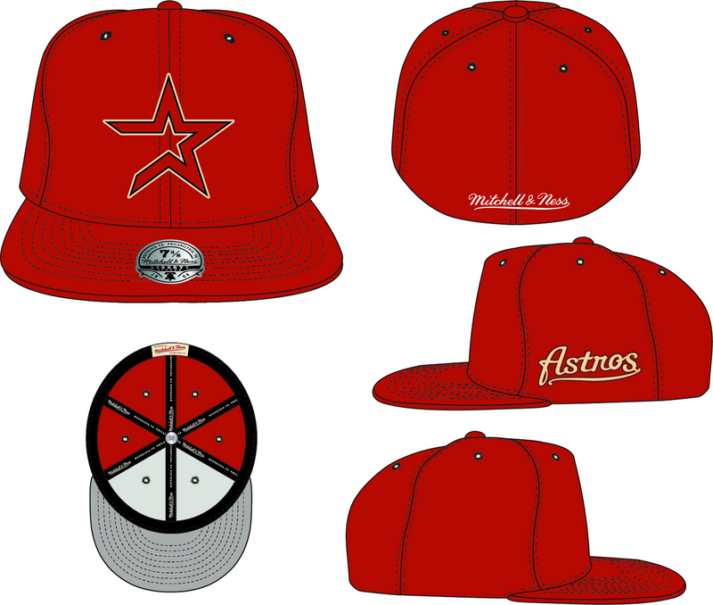 Mitchell & Ness Houston Astros Red Cooperstown Evergreen Fitted Hat