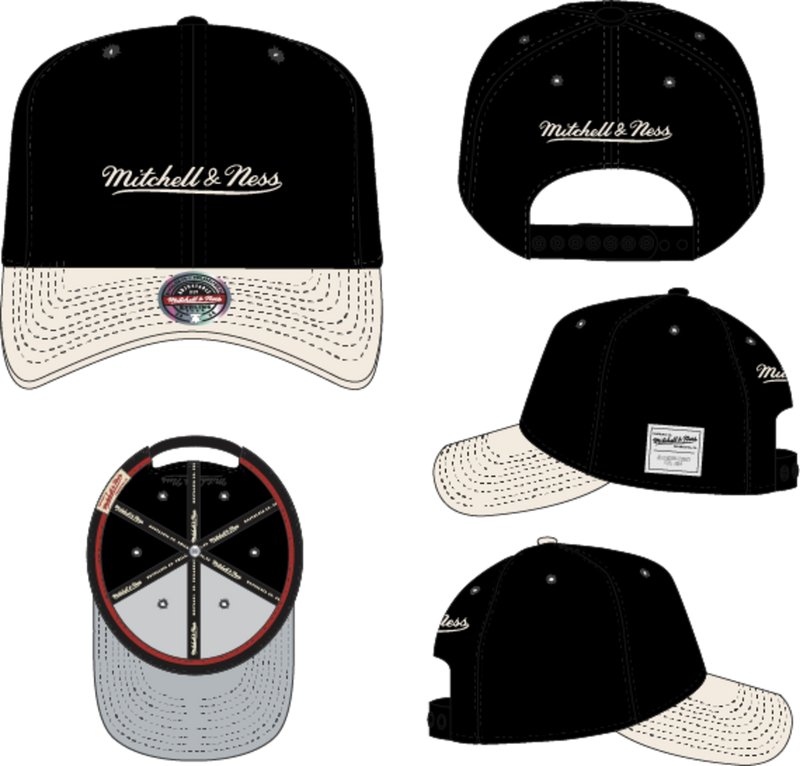 Mitchell & Ness Black/Cream Comfy Core Stretch Snapback Hat