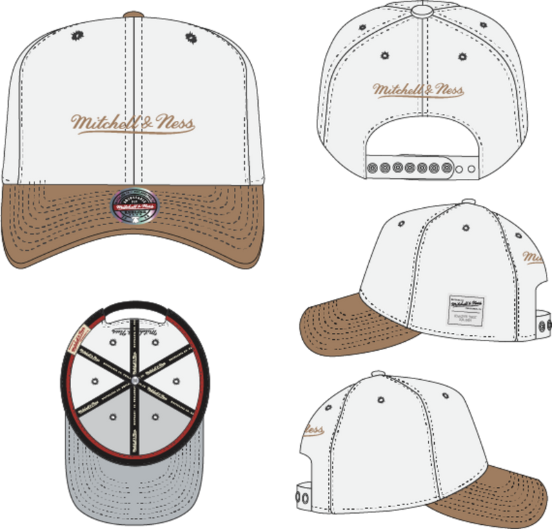 Mitchell & Ness White/Tan Comfy Core Stretch Snapback Hat