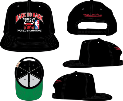 Mitchell & Ness Chicago Bulls Black Hardwood Classics 1991-1992 B2b Champs Snapback Hat
