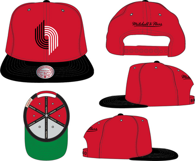 Mitchell & Ness Portland Trail Blazers Red/Black Hardwood Classics Team 2 Tone 2.0 Snapback Hat