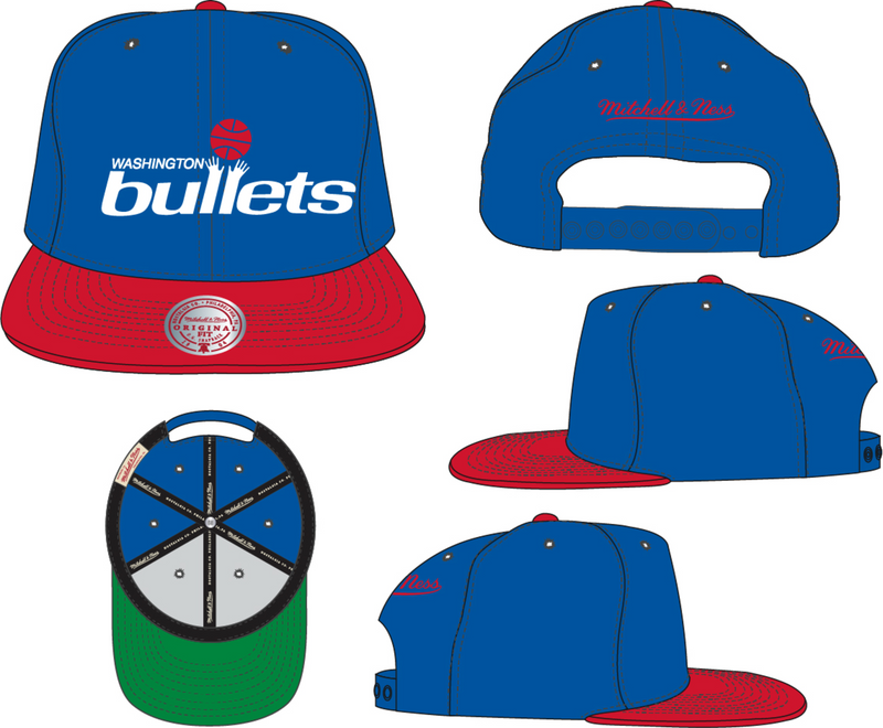 Mitchell & Ness Washington Bullets Royal/Red Hardwood Classics Team 2 Tone 2.0 Snapback Hat