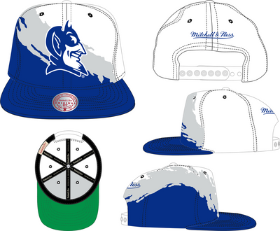 Mitchell & Ness Duke University White/Blue Paintbrush Snapback Hat