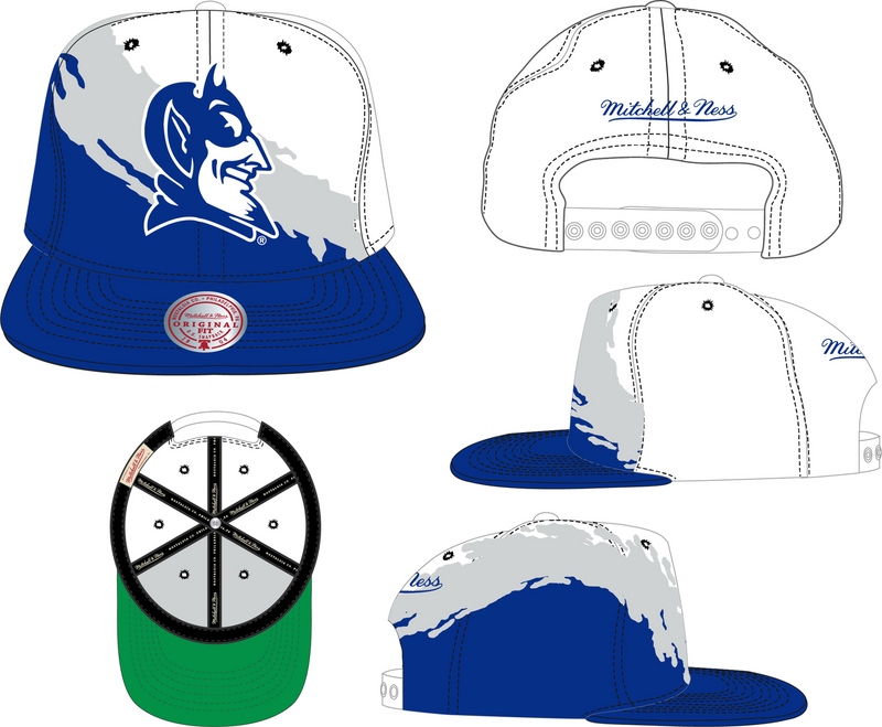 Mitchell & Ness Duke University White/Blue Paintbrush Snapback Hat