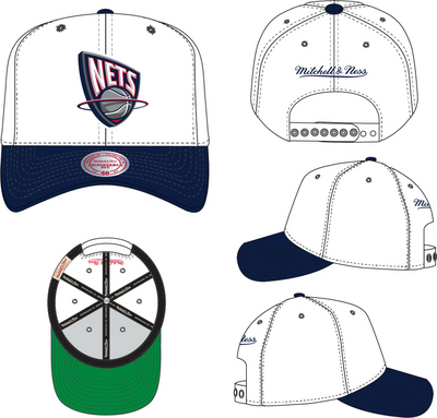 Mitchell & Ness New Jersey Nets White Hardwood Classics Team 2 Tone 2.0 Pro Snapback Hat