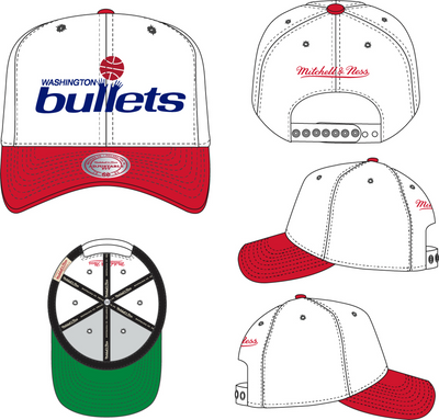 Mitchell & Ness Washington Bullets White Hardwood Classics Team 2 Tone 2.0 Pro Snapback Hat