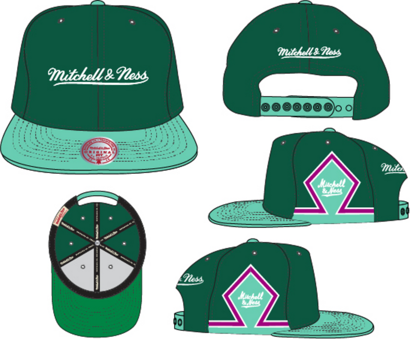 Mitchell & Ness Green Diamond Snapback Hat