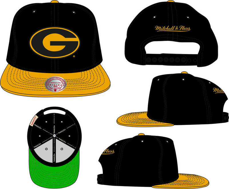 Mitchell & Ness Grambling State University Black/Yellow Team 2 Tone 2.0 Snapback Hat