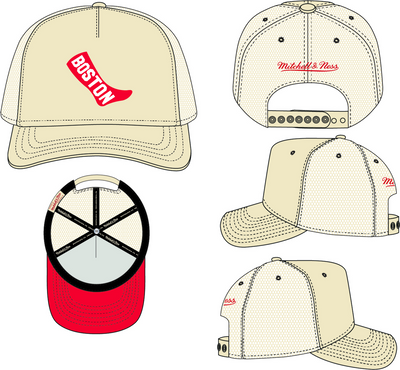 Mitchell & Ness Boston Red Sox Off White Cooperstown Evergreen Trucker Hat