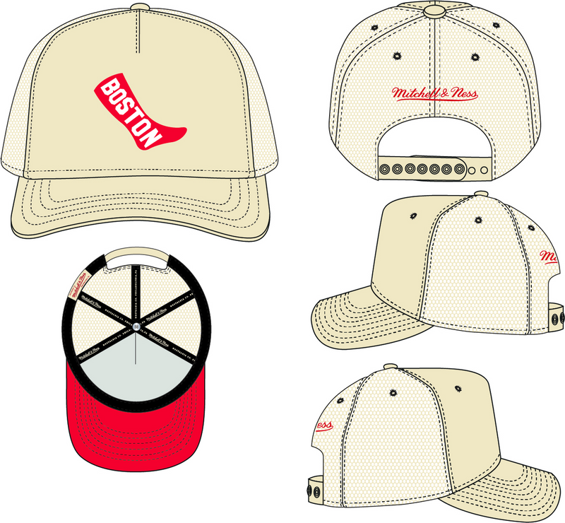 Mitchell & Ness Boston Red Sox Off White Cooperstown Evergreen Trucker Hat