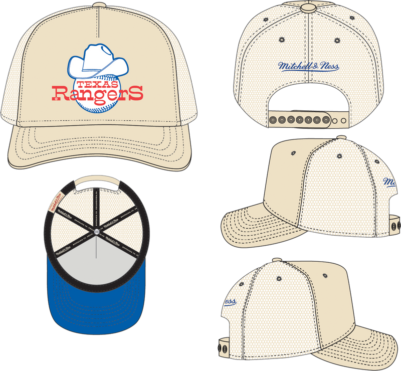 Mitchell & Ness Texas Rangers Off White Cooperstown Evergreen Trucker Hat