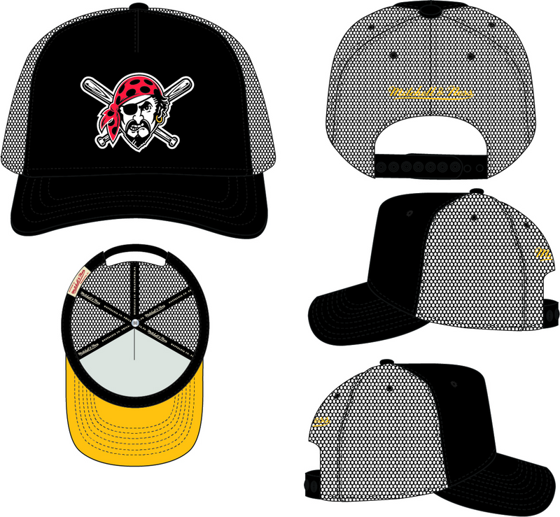 Mitchell & Ness Pittsburgh Pirates Black Evergreen Trucker Hat