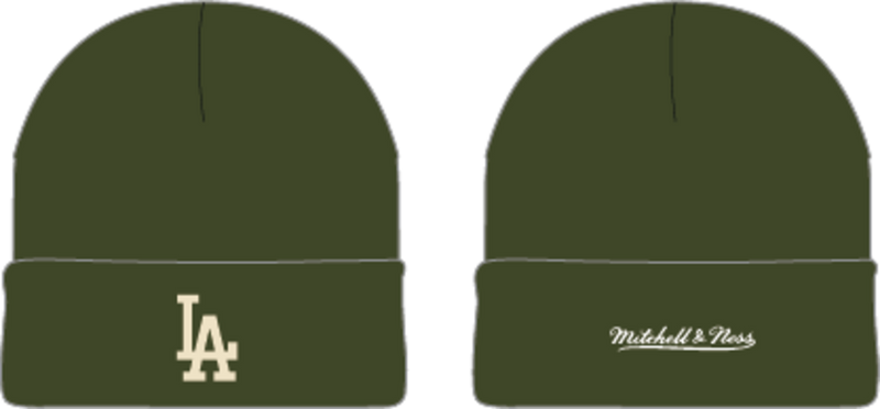 Mitchell & Ness Los Angeles Dodgers Olive Fashion Basic Knit Hat