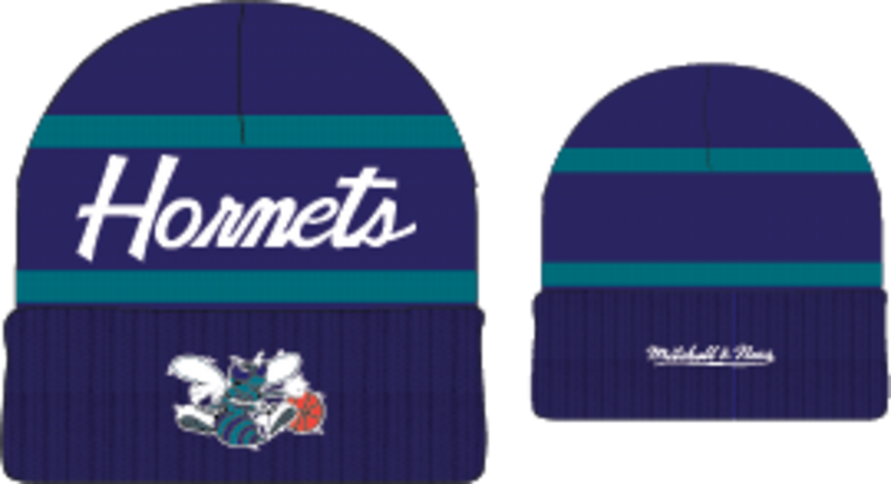 Mitchell & Ness Charlotte Hornets Purple Hardwood Classics Head Coach Knit Hat