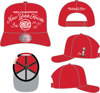 Mitchell & Ness New York Knicks Red Champions Script Low Pro