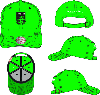 Mitchell & Ness Austin FC Green Team Ground 2.0 Dad Strapback Hat