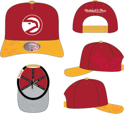 Mitchell & Ness Atlanta Hawks Red Hardwood Classics May Flowers Pro Snapback Hat
