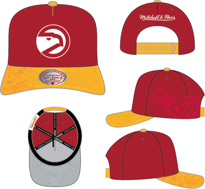 Mitchell & Ness Atlanta Hawks Red Hardwood Classics May Flowers Pro Snapback Hat
