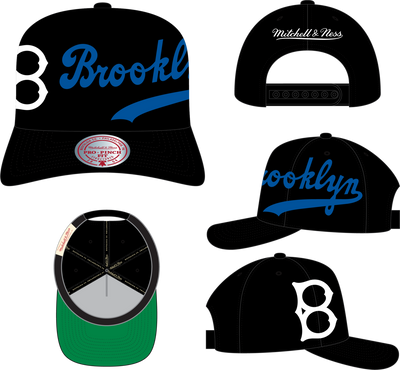 Mitchell & Ness Brooklyn Dodgers Black Cooperstown Busted Pro Snapback Hat