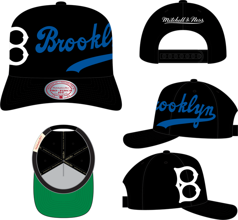 Mitchell & Ness Brooklyn Dodgers Black Cooperstown Busted Pro Snapback Hat