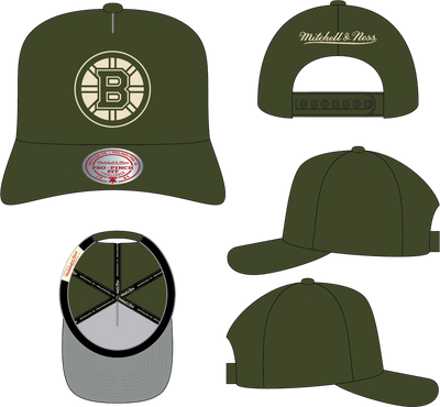 Mitchell & Ness Boston Bruins Olive Fashion Basic Pro Snapback Hat