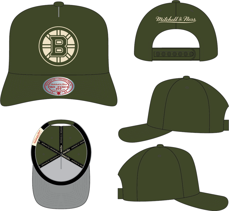 Mitchell & Ness Boston Bruins Olive Fashion Basic Pro Snapback Hat