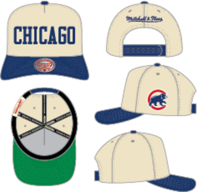 Mitchell & Ness Chicago Cubs Off White/Blue Love 1 Pro Pinch Snapback Hat