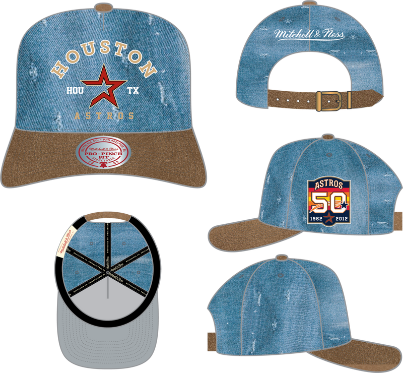 Mitchell & Ness Houston Astros Light Blue Cooperstown Wood Work Pro Strapback Hat