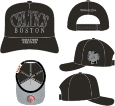 Mitchell & Ness Boston Celtics Black Sketchy Pro Snapback Hat