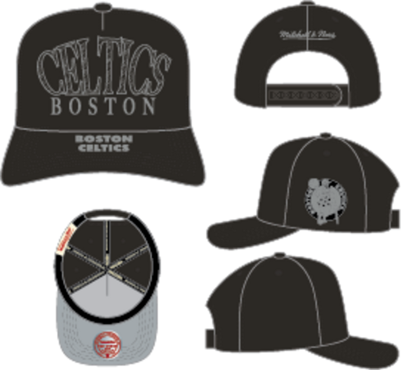 Mitchell & Ness Boston Celtics Black Sketchy Pro Snapback Hat