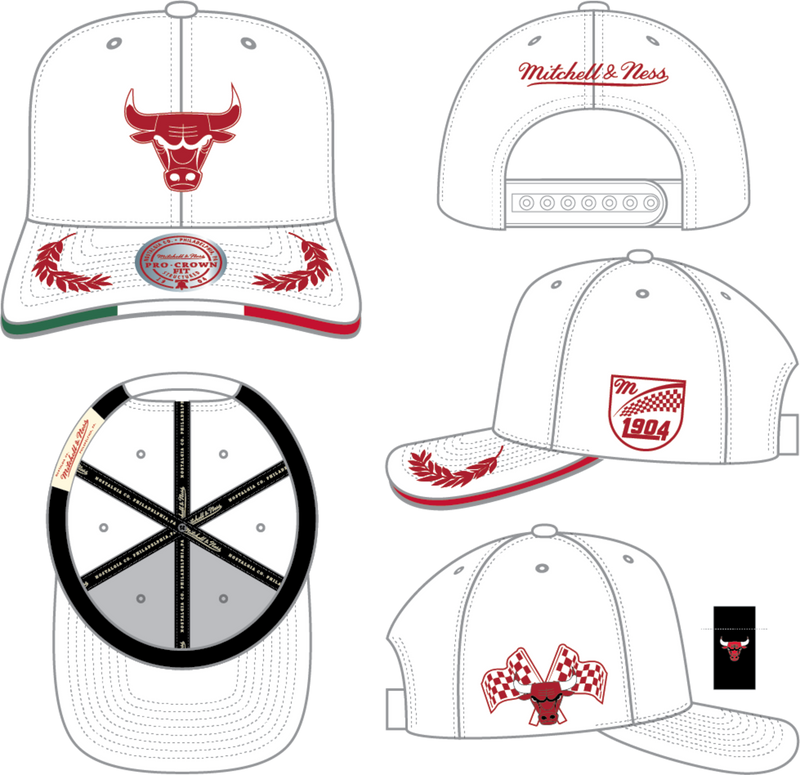 Mitchell & Ness Chicago Bulls White/Red Pro Crown Snapback Hat