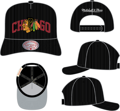 Mitchell & Ness Chicago Blackhawks Black Arch Stamp Pro Snapback Hat