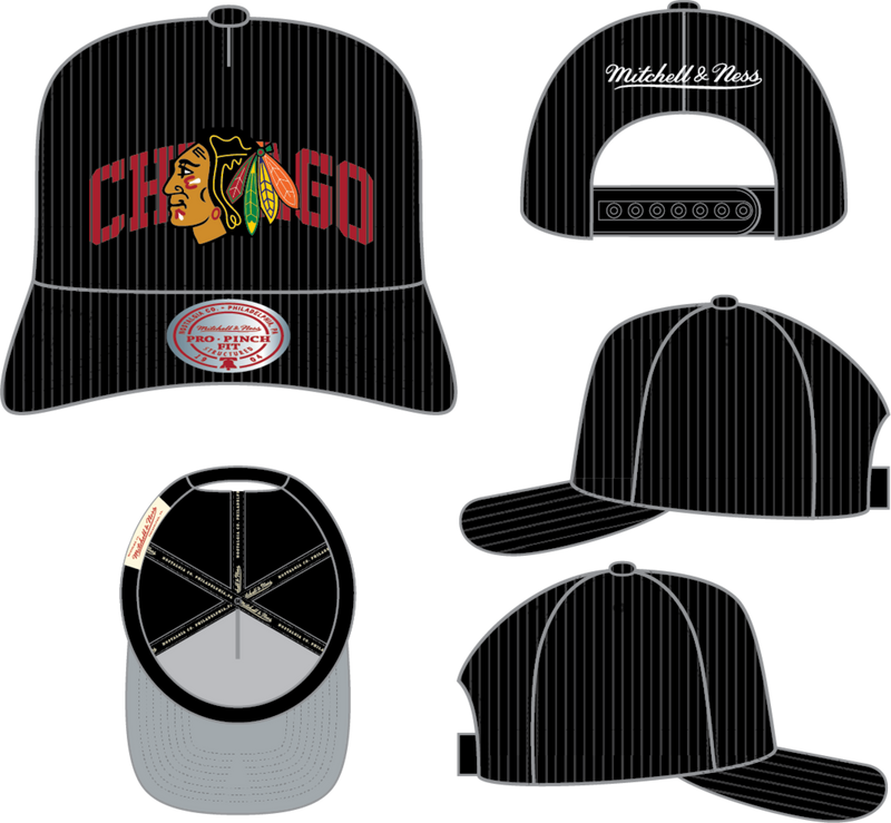 Mitchell & Ness Chicago Blackhawks Black Arch Stamp Pro Snapback Hat