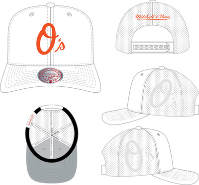 Mitchell & Ness Baltimore Orioles White Perfect Logo Pro Snapback Hat