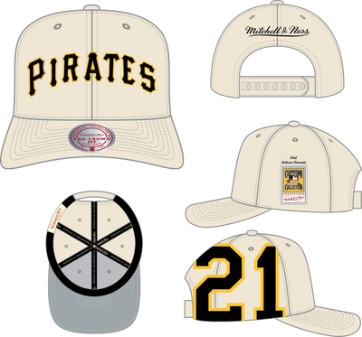 Mitchell & Ness Roberto Clemente Pittsburgh Pirates 1960 Cream Cooperstown Jersey Cut Pro Snapback Hat