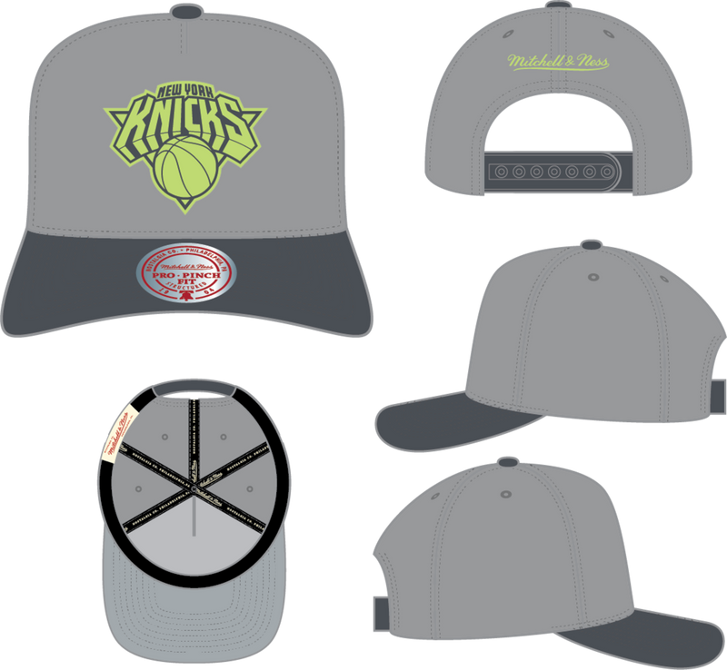 Mitchell & Ness New York Knicks Grey and Green Pro Snapback Hat