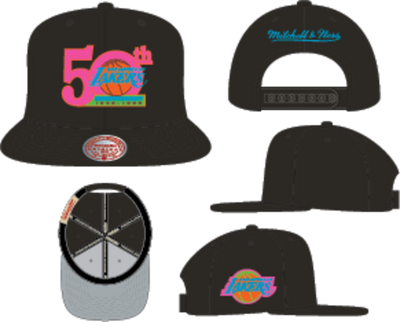 Mitchell & Ness Los Angeles Lakers Black Summer Nights Snapback Hat