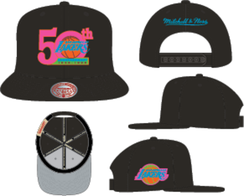 Mitchell & Ness Los Angeles Lakers Black Summer Nights Snapback Hat
