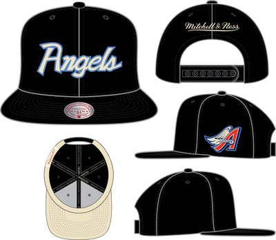 Mitchell & Ness Anaheim Angels Black Cooperstown Cream Script Snapback Hat