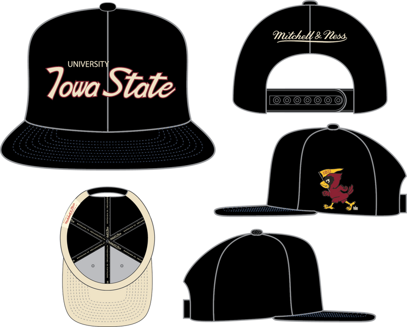 Mitchell & Ness Iowa Hawkeyes Black Cream Script Snapback Hat V