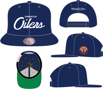 Mitchell & Ness Edmonton Oilers Navy Head Coach Snapback Hat