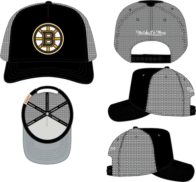 Mitchell & Ness Boston Bruins Black Evergreen Trucker Hat