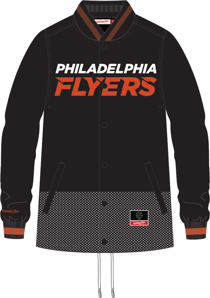 Mitchell & Ness Philadelphia Flyers Black Mesh Block Coaches Jacket