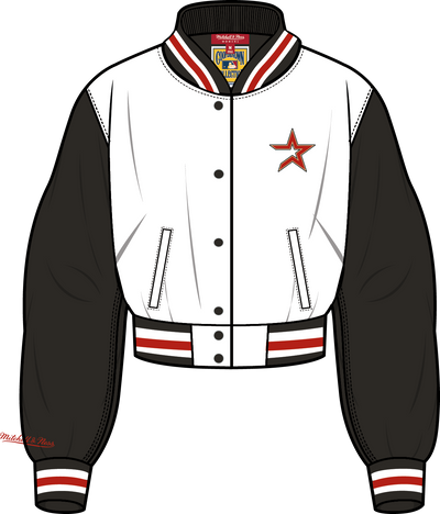 Mitchell & Ness Women's Houston Astros White Crop Satin Jacket