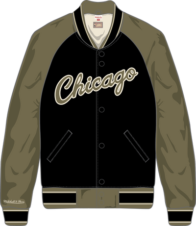 Mitchell & Ness Chicago Bulls Olive/Black Double Clutch Lightweight Satin Jacket