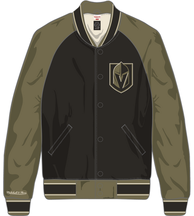 Mitchell & Ness Vegas Golden Knights Olive/Black Double Clutch Lightweight Satin Jacket