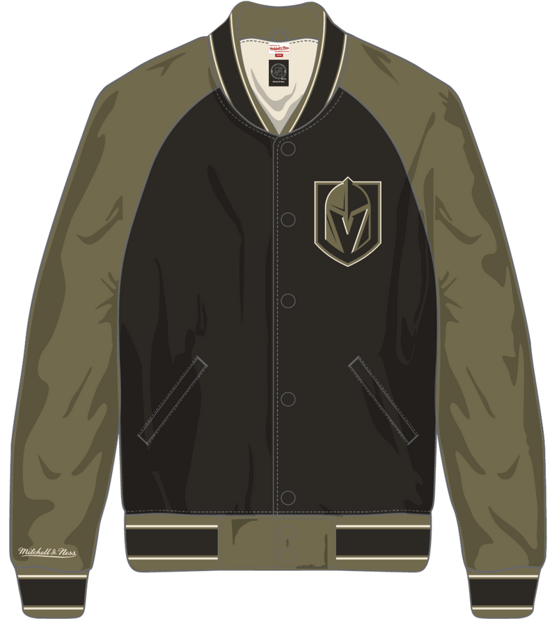 Mitchell & Ness Vegas Golden Knights Olive/Black Double Clutch Lightweight Satin Jacket