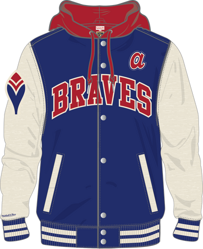 Mitchell & Ness Atlanta Braves Royal Courtside Fleece Button Front Jacket